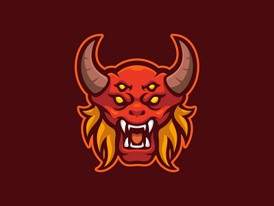 Demon branding cartoon demon devil esport logo game horn illustration logo character mascot logo vector