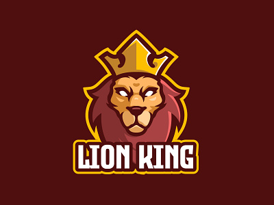 The Lion King cartoon character design esport logo illustration king lion logo logo gaming mascot vector