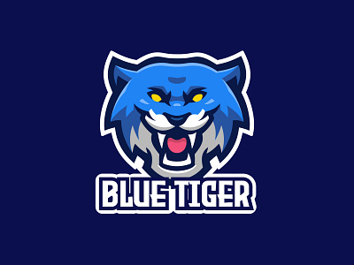 Blue Tiger animal blue cartoon character design esport logo illustration logo logo gaming mascot tiger vector wild