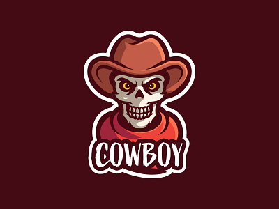 SKULL COWBOY cartoon character cowboy design esport logo hat illustration logo logo gaming mascot skull vector