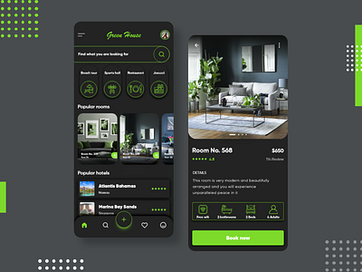 Room and hotel reservation app app green hotel hotel app hotel booking house reservation ui ui design ux