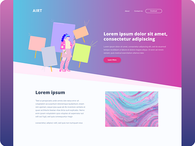Landing Page AIRT - DailyUI #3 daily 100 challenge dailyui dailyui 001 dailyuichallenge illustration landing design landing page landing page design landingpage ui ux vector web