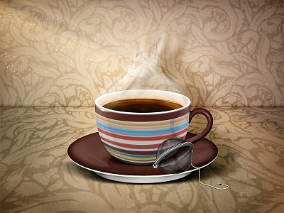 Tea Time Illustration berlin cup icon illustration lighting mug photoshop shadow smoke steam tea texture