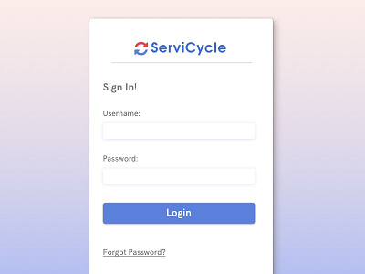 ServiCycle Login #DailyUI #001 app challenge dailyui first login mobile signup
