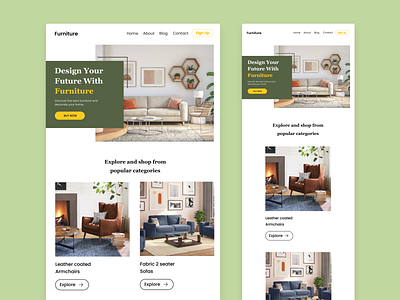 E commerce Furniture Landing Page branding dailyui design figma graphic design ui uiux ux