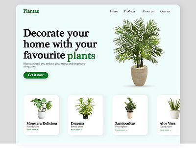 Plantae - Plant shop landing page branding dailyui design figma graphic design logo ui uiux ux