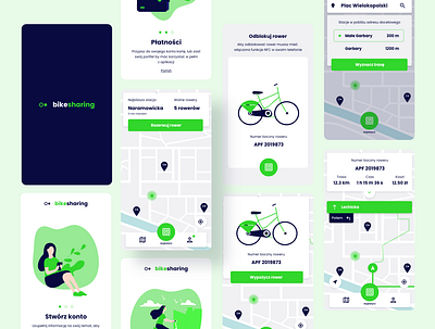 Bike sharing app bike minimal mobile nfc sharing ui ux wallet