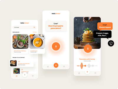 Chef voice app concept app chef design food minimal mobile recipe ui ux voice