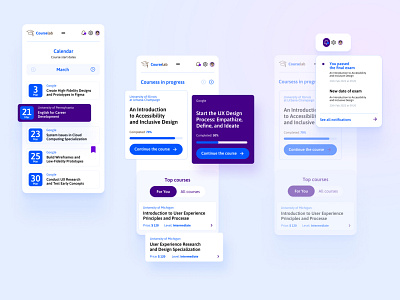 Courselab - proof of concept (mobile) courses dashboard education mobila rwd ui ux