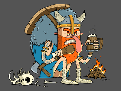 Viking Sized Warrior cartoon humor illustration quirky viking