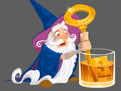 Wizkey alcohol cartoon illustration magic potion whiskey whisky wizard