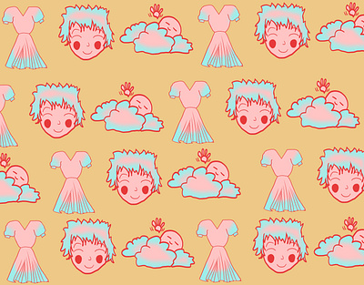 Dress - Blushing cheeks - Cloudy day art arwork design digital dribbble illustration pattern pattern art pattern design