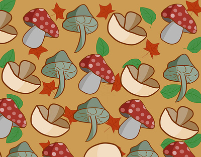 Mushrooms art arwork design digital dribbble illustration mushroom pattern pattern art