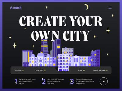 City building app website: night ui web web design website