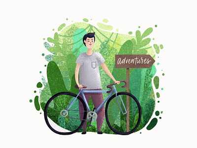 Adventures illustration bike illustration nature procreate