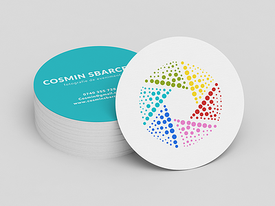 Logo And Business Card Concept For Photographer blue business card circle colorful logo round