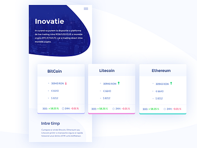 Landing Page For Mobile Cryptocurrency colors concept gradient grid light minimal mobile photo product typography ui web