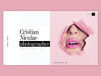 Cristian Photographer Landing Page Ux design photographer pink ui ux designer ux-ui