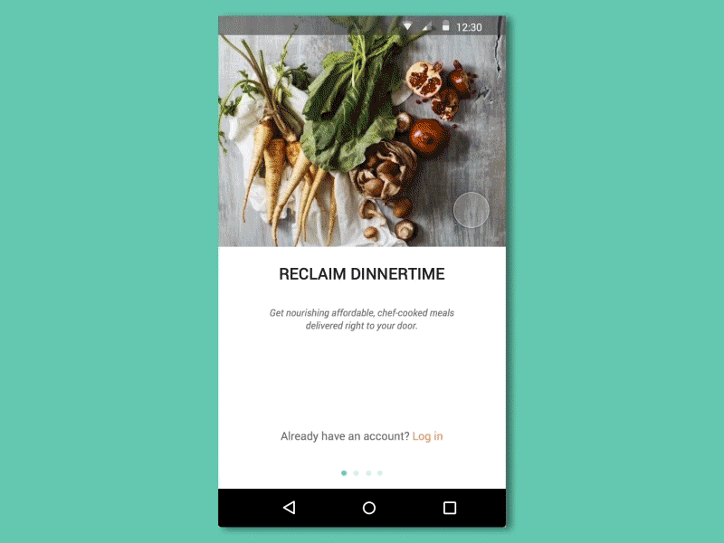 Food app Design - UI Flow android app flow food material meal onboarding principle prototype sketch3 ui ux
