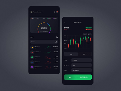 Cryptocurrency App concept cryptocurrency dark design mobile product ui ux