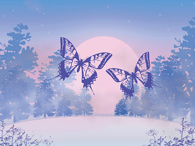 Butterflies blue butterfly cute forest illustration love lovely