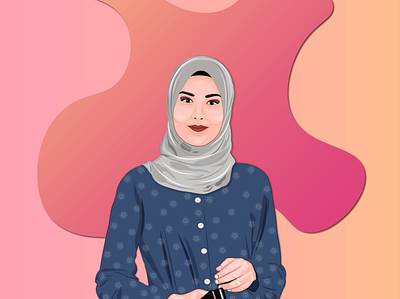 Muslim girl cute design gradient hijab illustration illustrator islam pink portrait religion vector