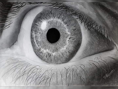 Realistic eye drowning a3size charcoal closeup drowning eye graphite paper realistic
