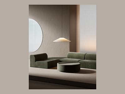 A quiet place 3d c4d calm cinema 4d concept design furniture gradient illustration interior lamp minimal product realistic redshift render sofa soft space warm