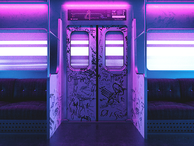 U-Bahn 3d blue c4d cinema 4d cyberpunk neon octane octanerender pink