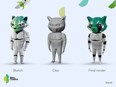 BCP mascot | 3D model | Blender 3d azerbaijan baku creative projects bcp clay clayrender illustration mascot model modeling racoon sketch texture