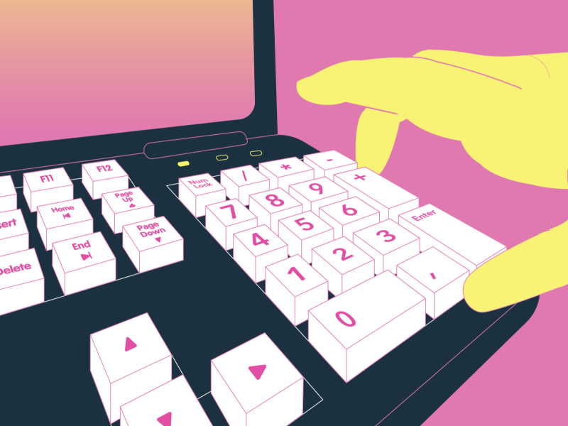 Keyboard fingers hand keyboard laptop motion nums pink