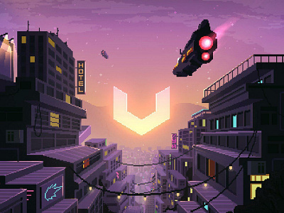 Universa Cover 8bit animation cyberpunk graphics illustration motion design neon pixel pixel animation pixel art sci fi sprites