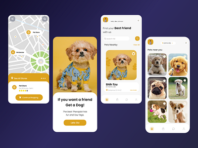 Pet App UI adobe illustrator adobe photoshop adobe xd android app concept design ios pet pet app ui