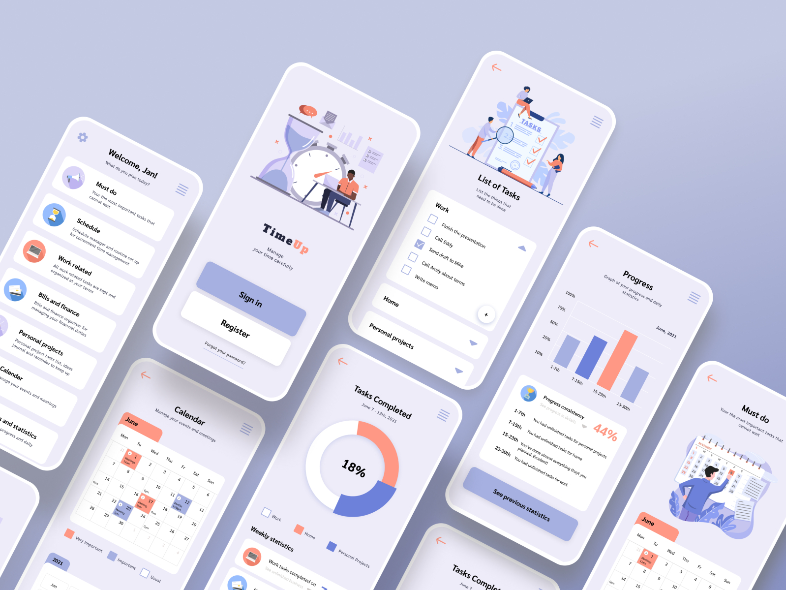 Time managing app by Viktoria Novak on Dribbble