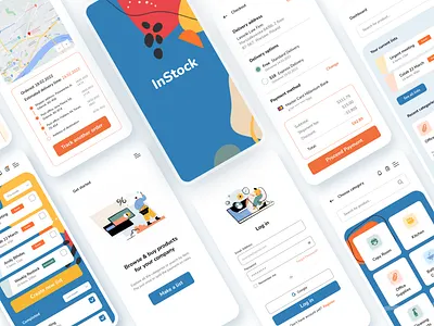 InStock - Office Supply Manager App app blue design design ui design uiux graphic design happy design manager mobile app concept office orang ui uiux ux