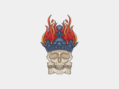 KNNGSNDRS colors crown crown logo flames illustration logo skull skull logo