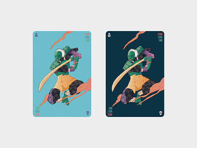 Shinobi card - card game affinity designer colors concept illustration ukiyo e