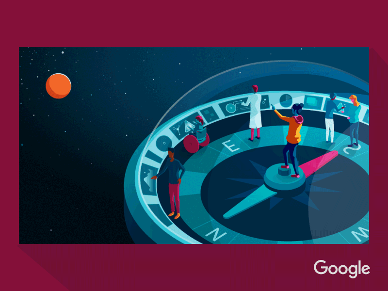 Navigate ambiguity! explore google illustration navigating spaceship