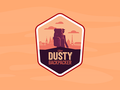 Dusty Backpacker coffee label europe illustration orange