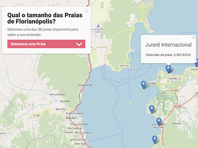 Qual o tamanho das praias de Florianópolis brazil datavisualisation dataviz florianopolis front end development javascript leaflet map
