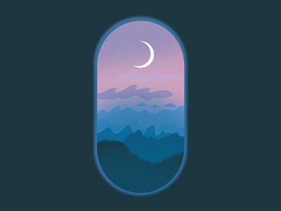 Out of the plane window design illustration procreate