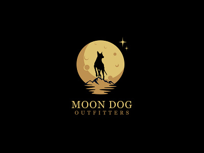moon logo, dog logo, vintage logo