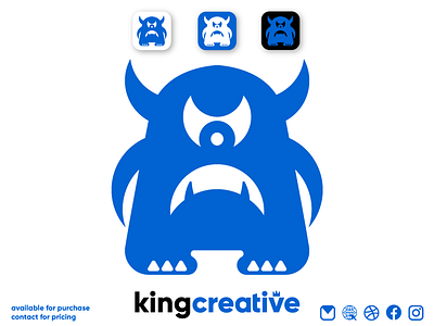 Monster - Blue branding design flat icon illustration logo logomark minimal vector