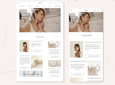 Jewellery website and mobile adaptation design app branding design figma freelance graphic design illustration photoshop ui uiux website design