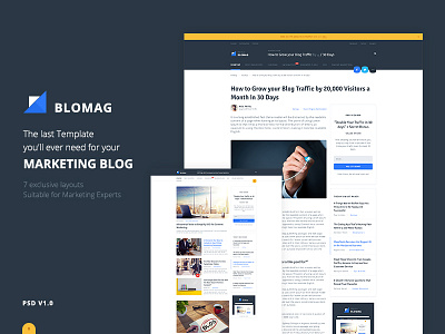 BloMag PSD Template - Exclusively for Marketers adsense banners blog blogger classic clean creative earn internet layout marketing modern