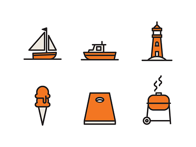 Summer Icons bbq boat cornhole grill lighthouse summer