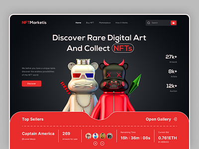 NFT Marketplace Website Design art bitcoin crypto cryptoart cryptocurrency dark ecommerce landing page marketplace nfts token ui ui design ux web design website