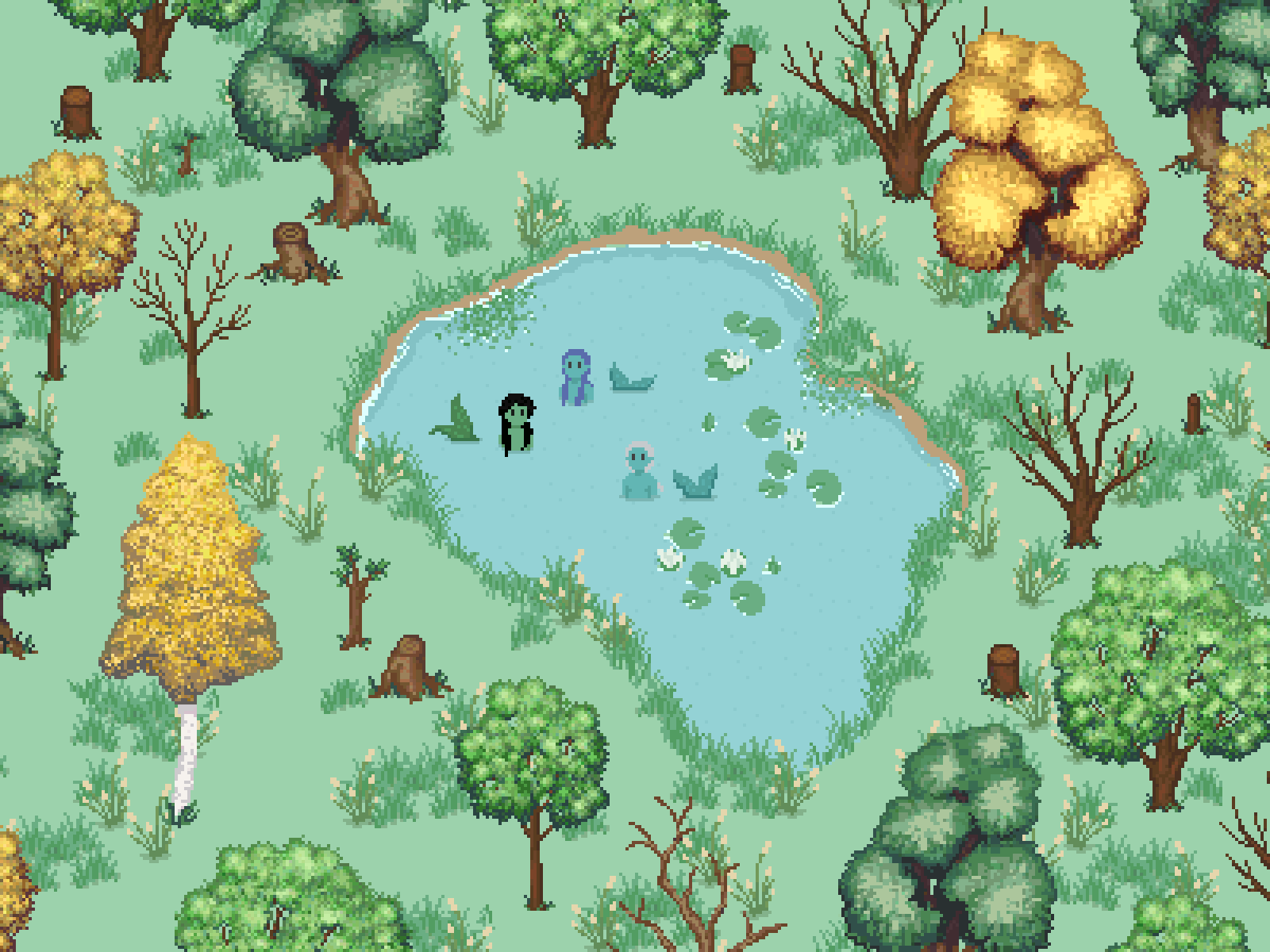 Mermaids animation forest game art game dev lake mermaid mermaids pixel animation pixel art