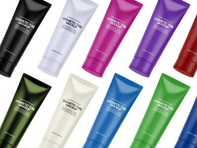 Glossy Cosmetic Tubes Mockups Set