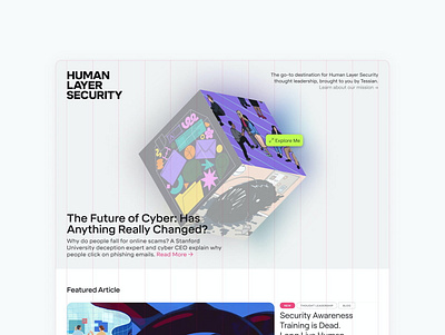 Human Layer Security — Homepage blog cybersecurity editorial identity illustration interactive logo startup website